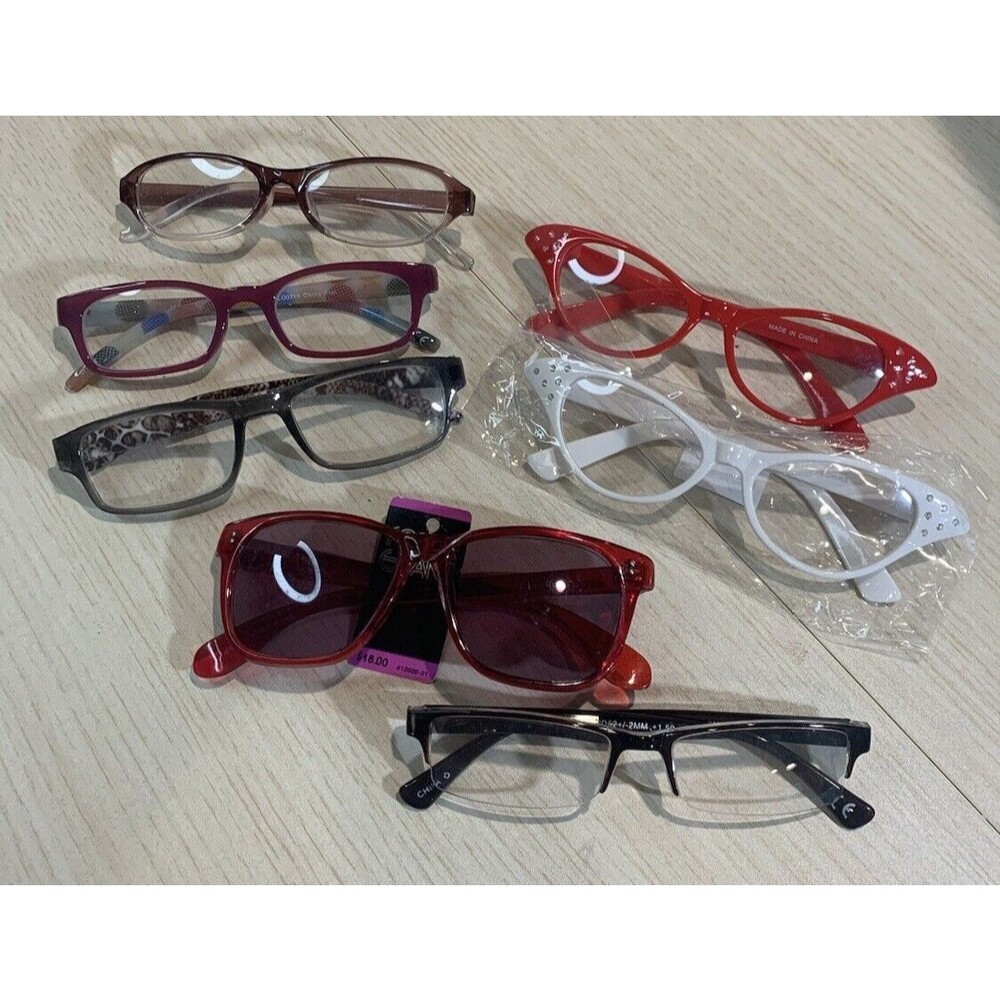 Lot of 8 Eye Glasses Clear Lens, Misc. Styles Cat eye, Sun Glasses, Fashion